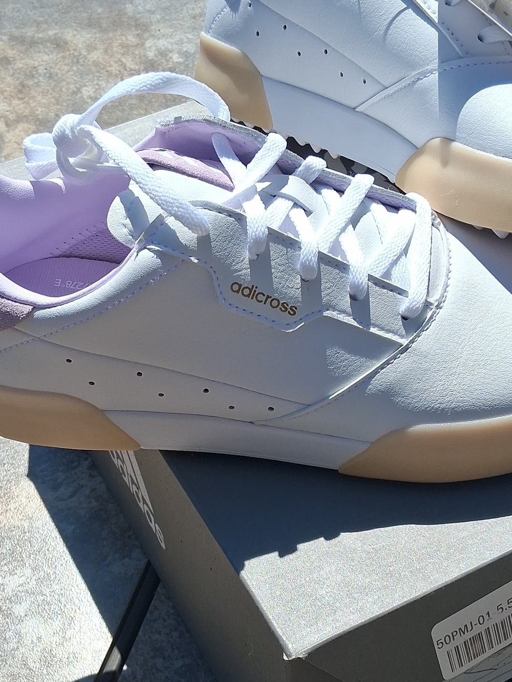 adidas White Golf Shoes with Lavender BNIB - Picture 2 of 5